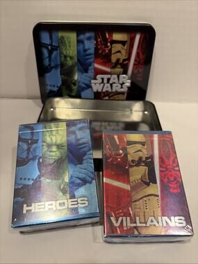 Cartamundi Star Wars Heroes & Villains Tin Playing Cards Set 2 Decks 2011 SEALED